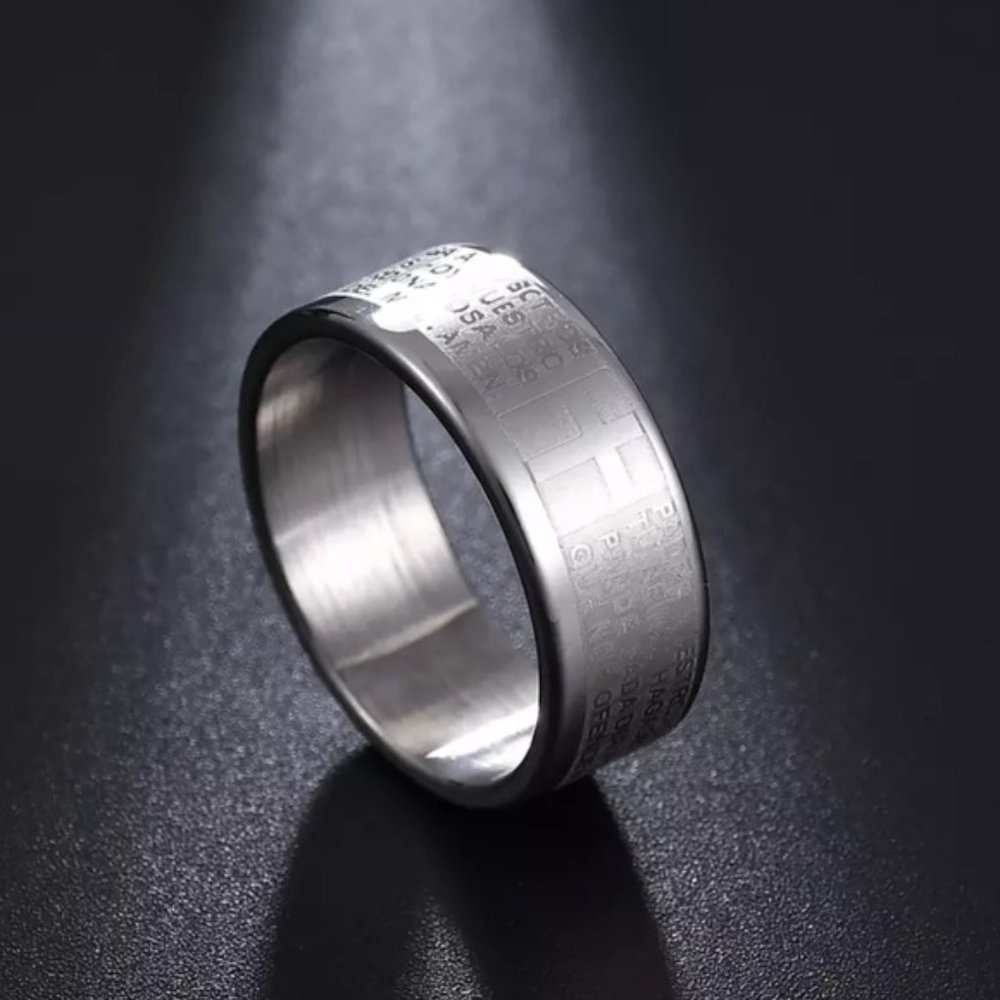 Silver Lord's Prayer Cross Ring 8mm Men’s Women’s - Picture 3 of 5